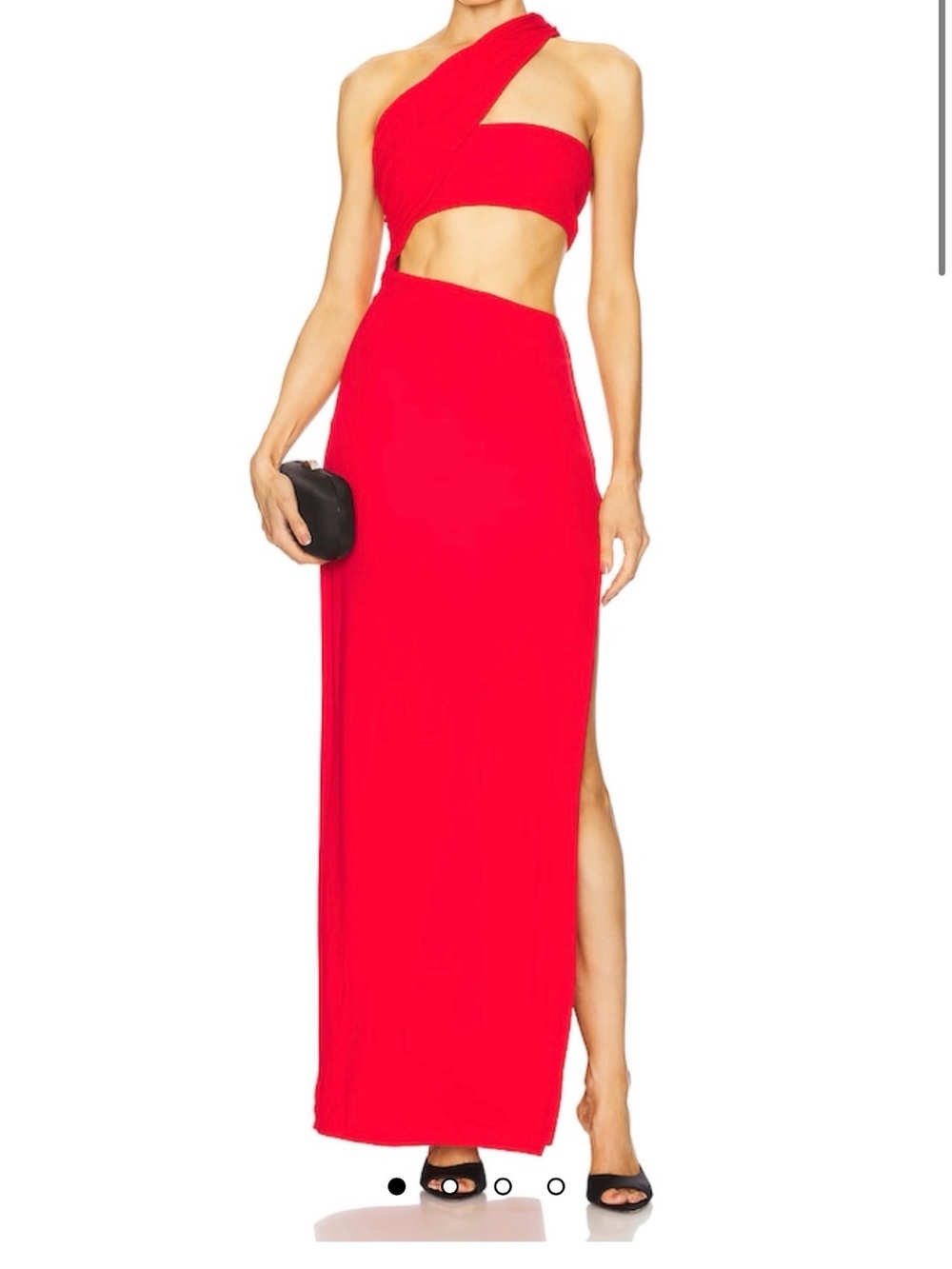 NBD Red One-Shoulder Cutout Maxi Dress